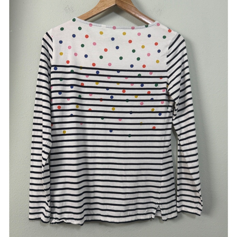 Boden Breton Stripe Polka Dot Cotton Long Sleeve Tee Colorful Preppy Size 8 / M - Picture 5 of 10